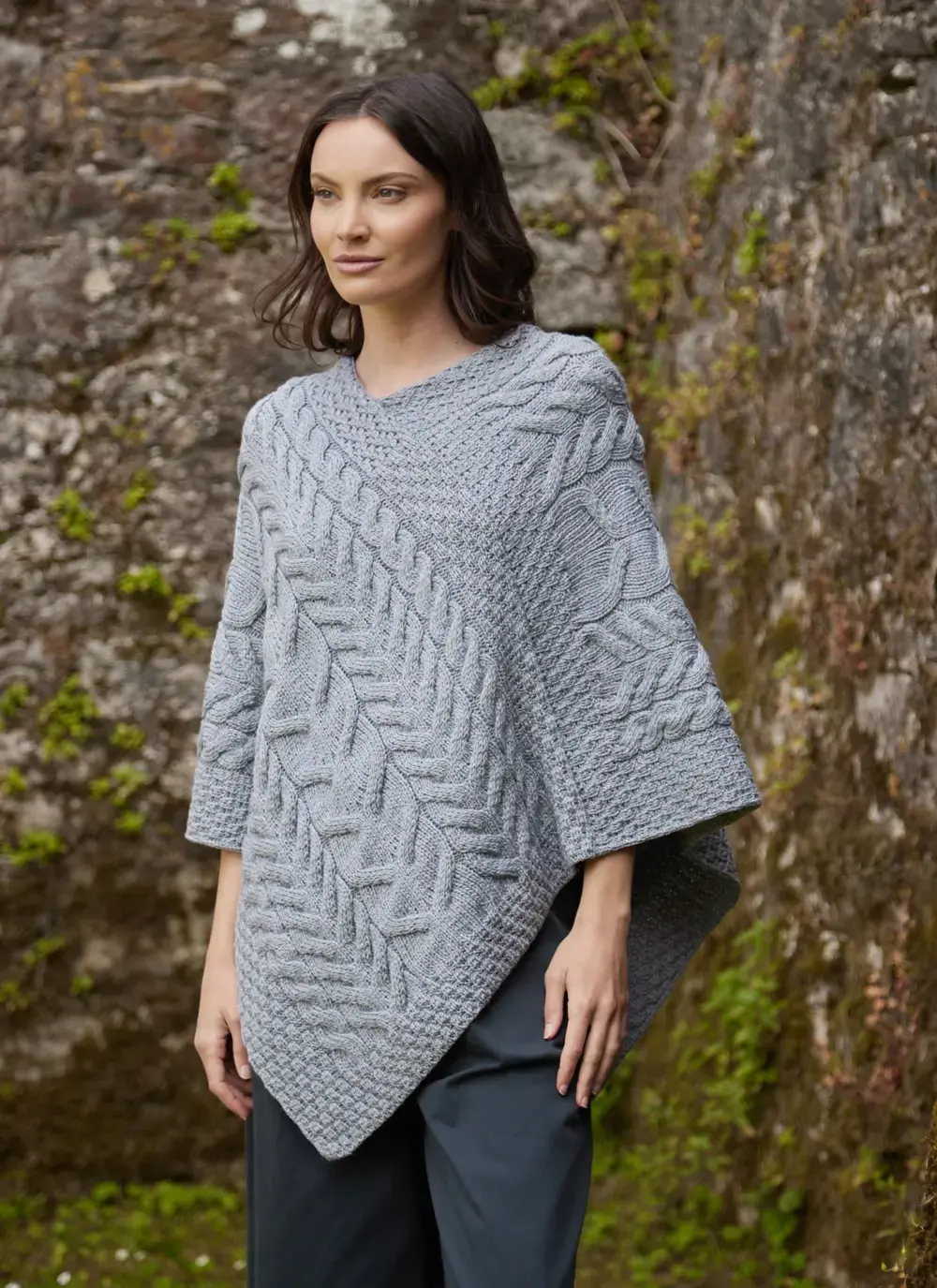 Supersoft Merino Wool Cable Poncho
