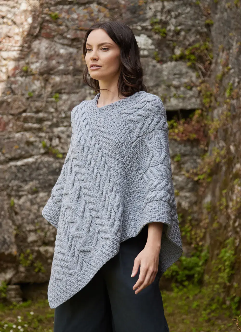 Supersoft Merino Wool Cable Poncho