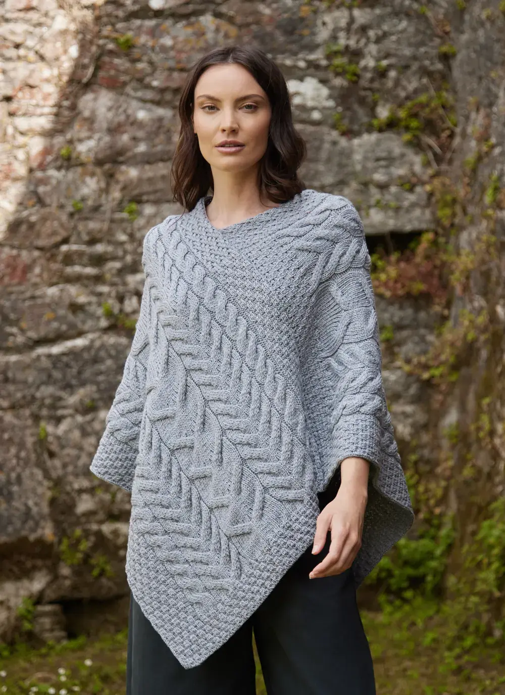 Supersoft Merino Wool Cable Poncho