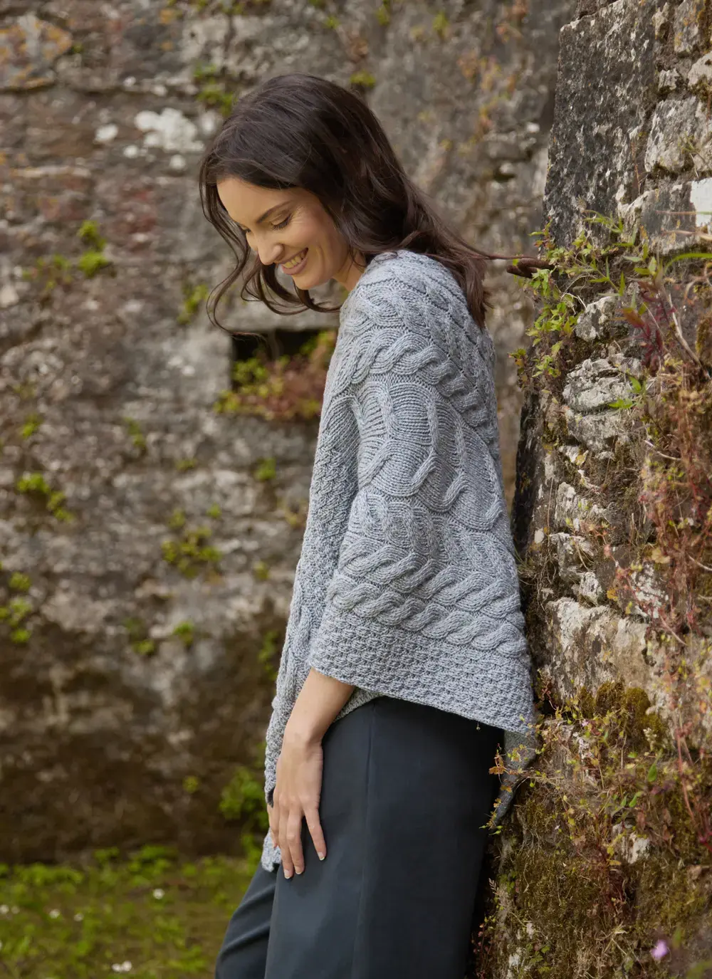 Supersoft Merino Wool Cable Poncho