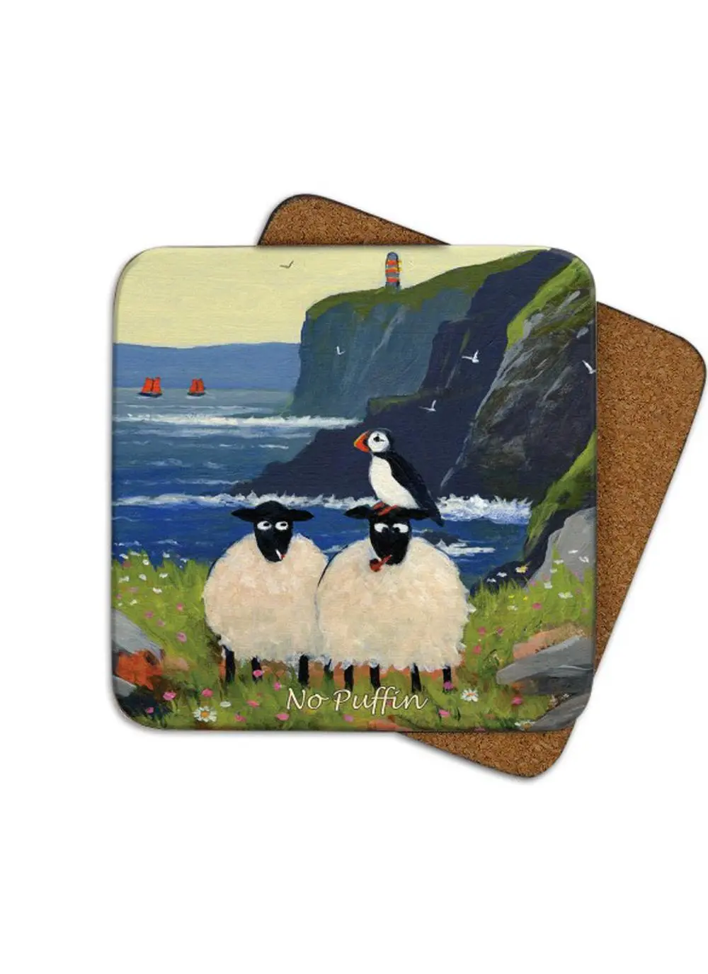 No Puffin Coasters Set of 4