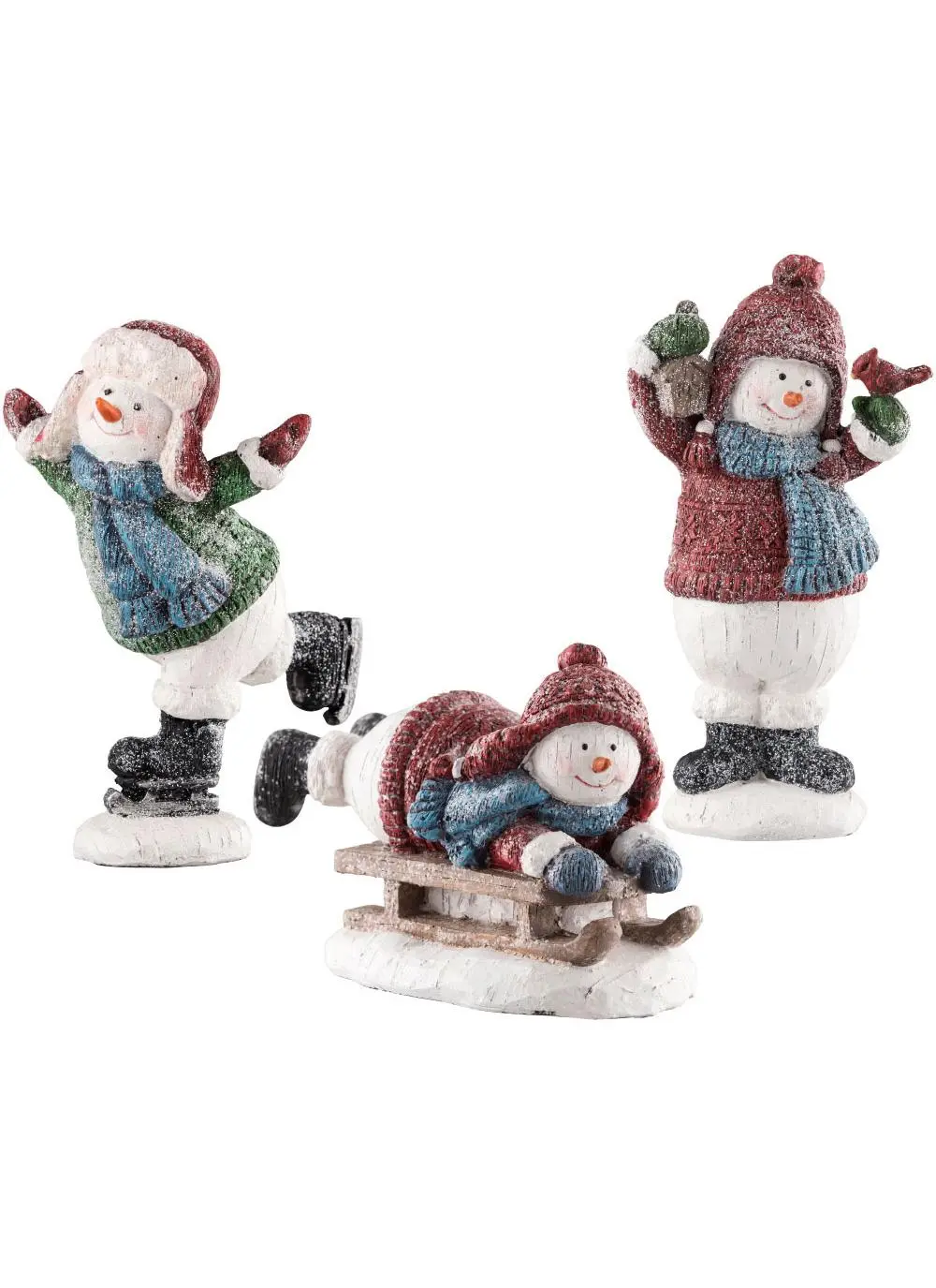 Set Of 3 Snowmen Figurines
