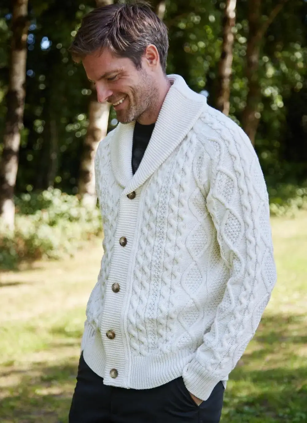 Conor Shawl Collar Aran Cardigan
