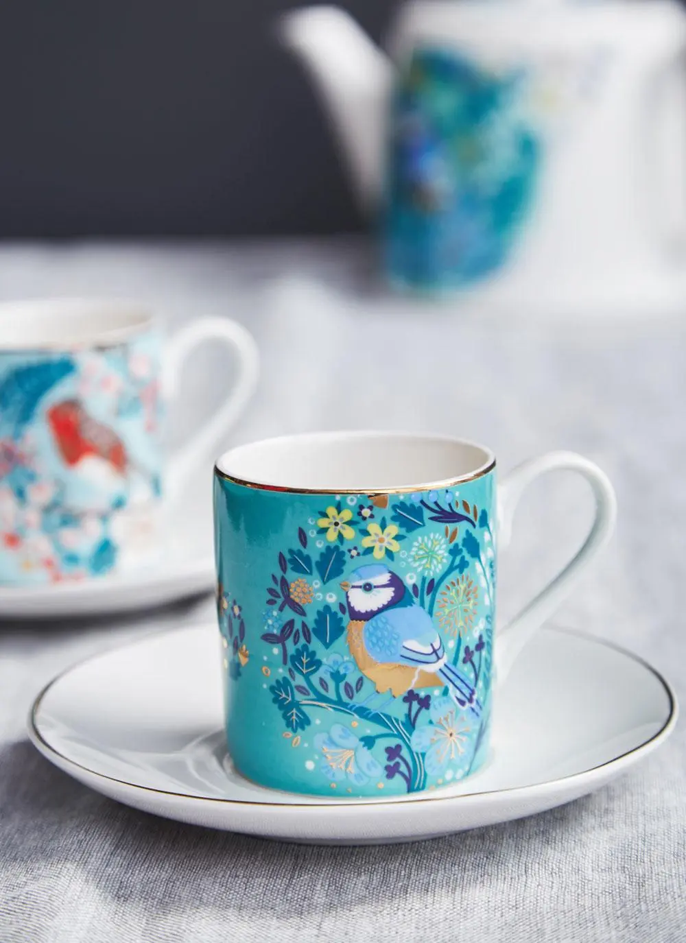 Birdy Set of 2 Robin & Blue Tit Espresso Cups