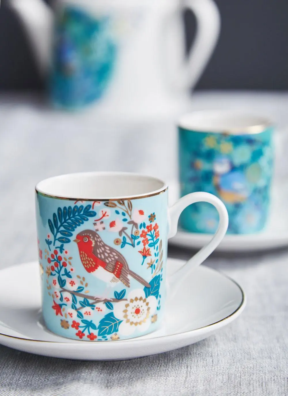Birdy Set of 2 Robin & Blue Tit Espresso Cups