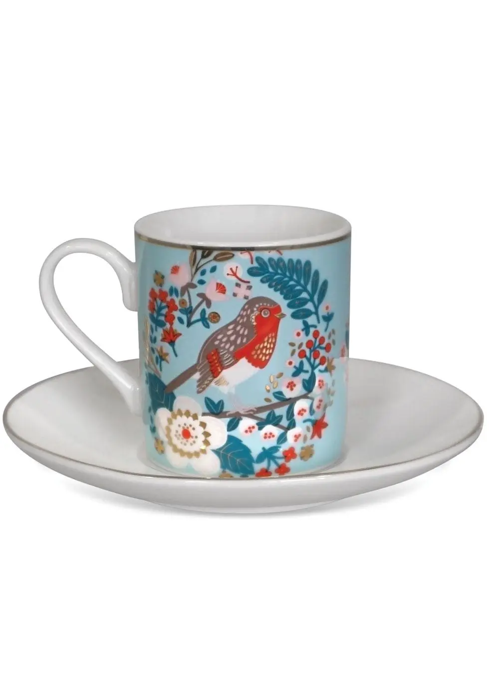 Birdy Set of 2 Robin & Blue Tit Espresso Cups