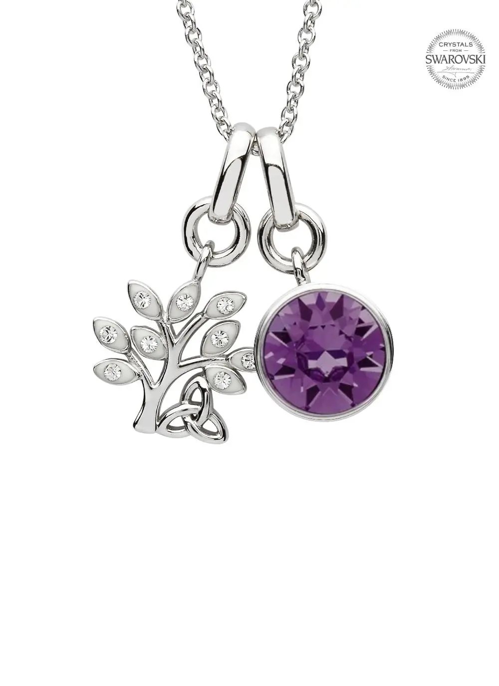 Tree Of Life Birthstone Charm Pendant Adorned With Swarovski Crystals