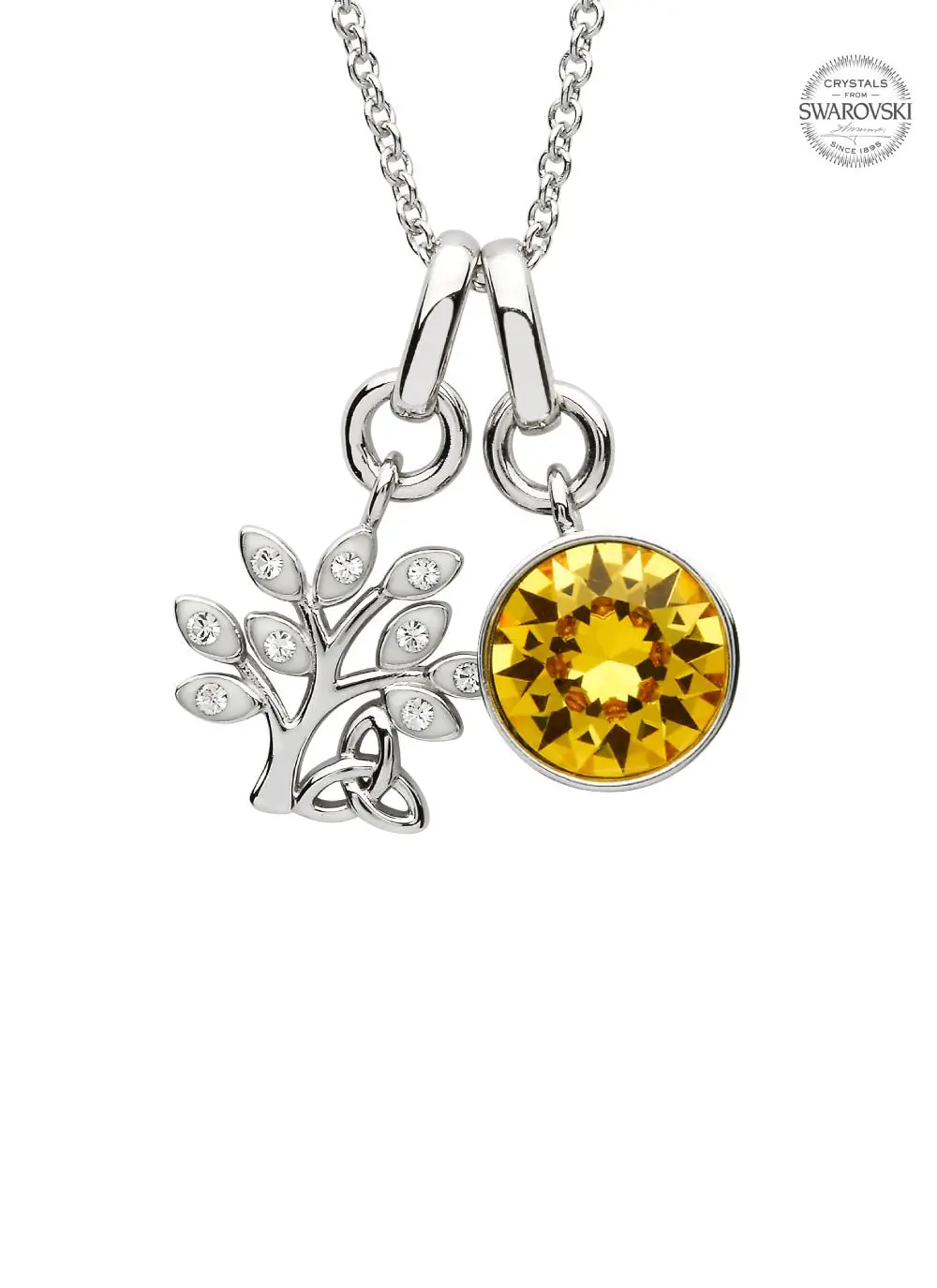 Tree Of Life Birthstone Charm Pendant Adorned With Swarovski Crystals