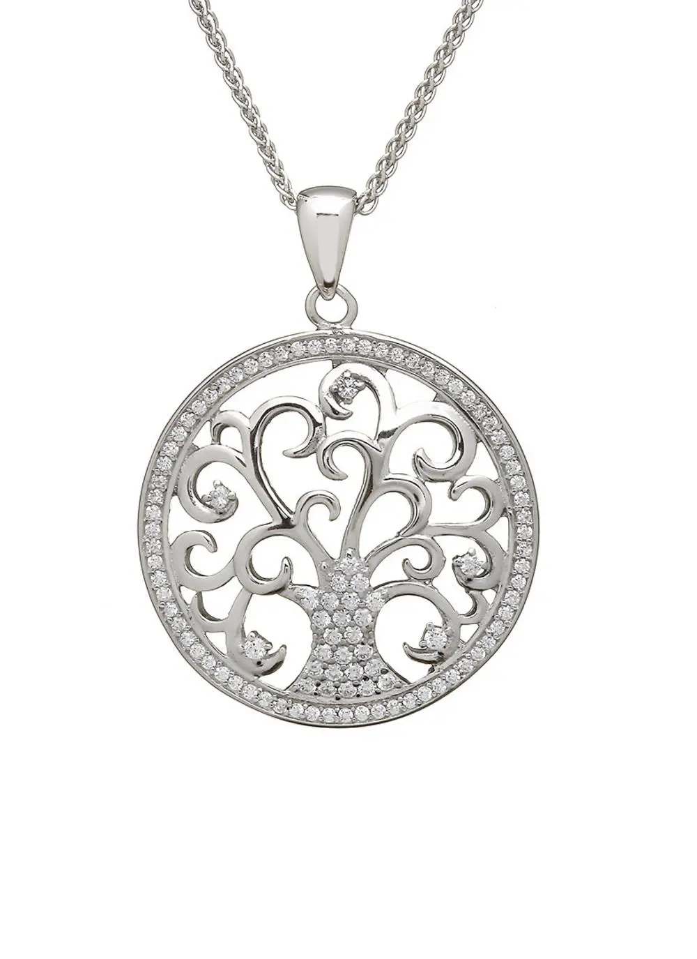 Tree of Life Silver Cubic Zirconia Pendant