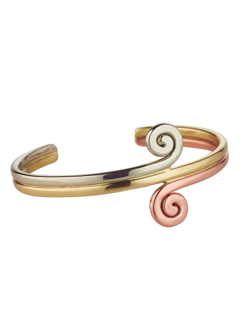 Tri Color Double Spiral Bangle