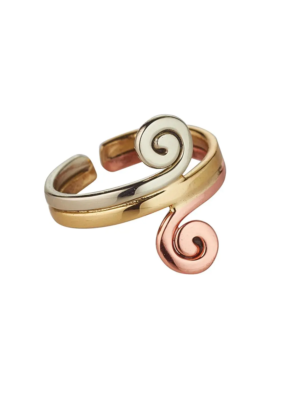Tri Color Double Spiral Ring
