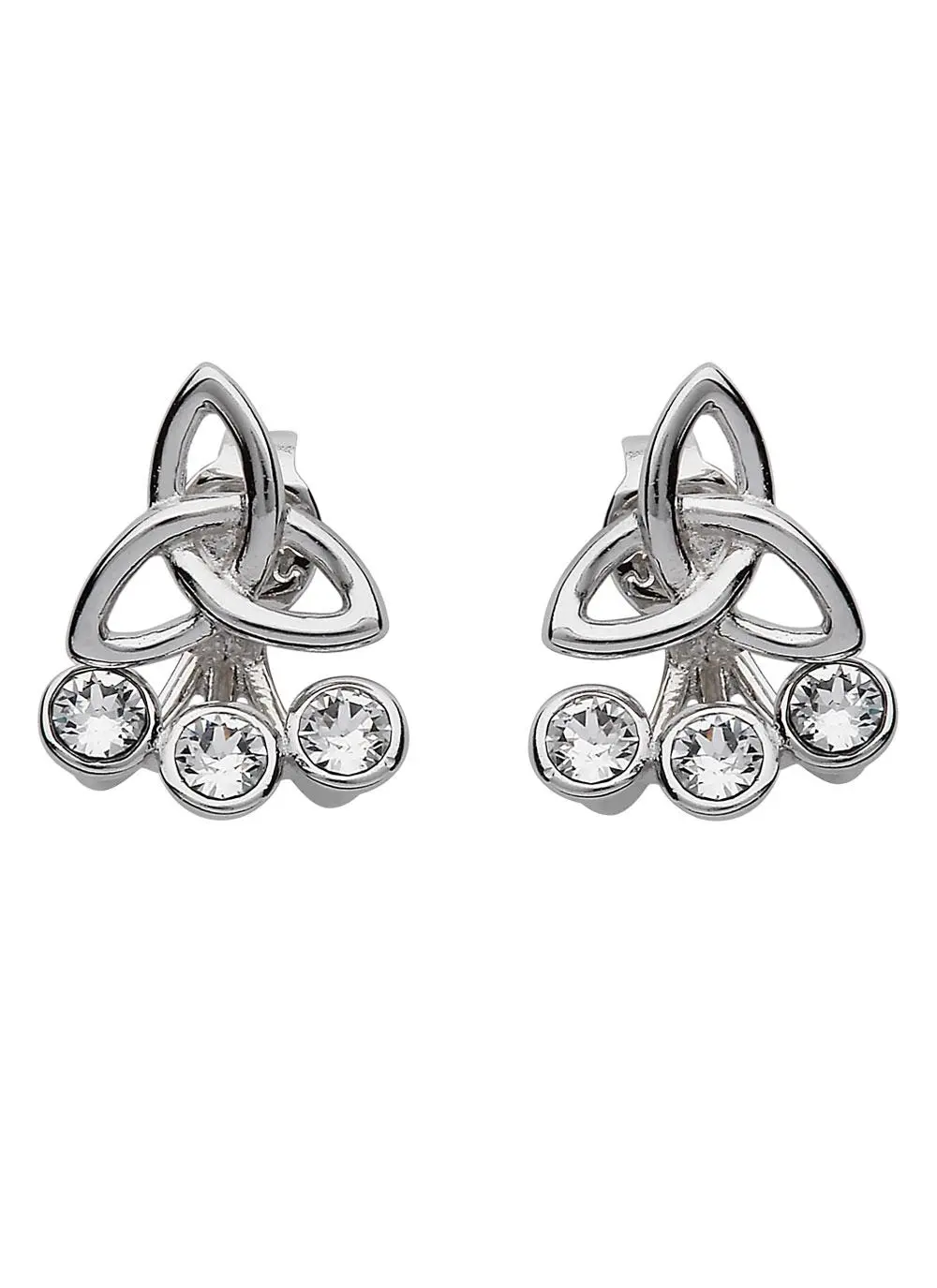 Trinity Front To Back Earrings Adorned With Swarovski Crystals