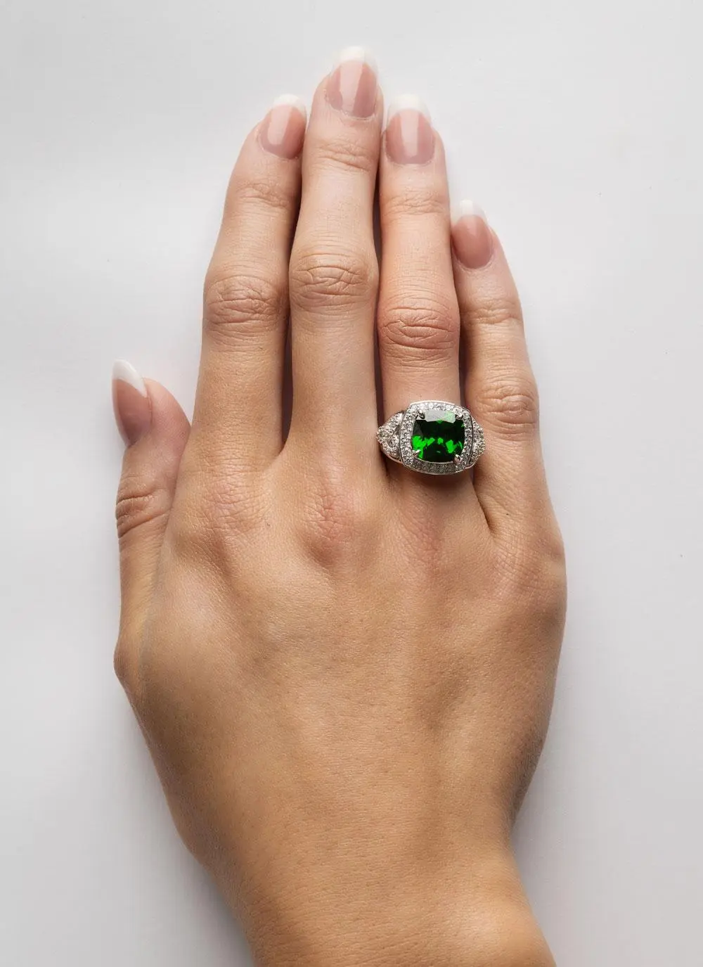 Celtic Green Stone Trinity Halo Ring