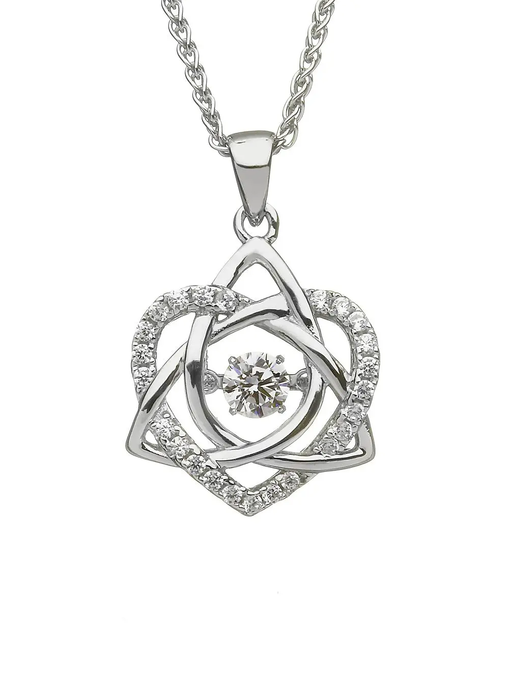 Sterling Sterling Trinity Heart Dancing Stone Pendant
