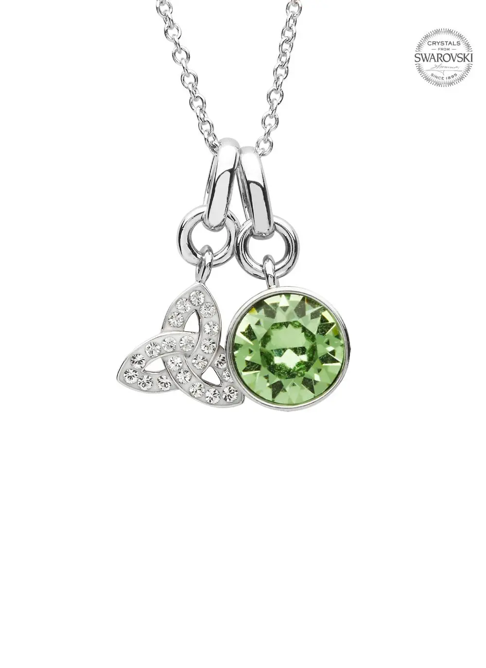 Trinity Knot Birthstone Charm Pendant Adorned With Swarovski Crystals