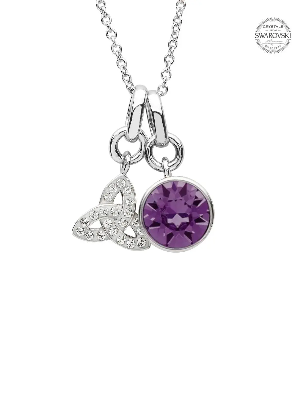 Trinity Knot Birthstone Charm Pendant Adorned With Swarovski Crystals