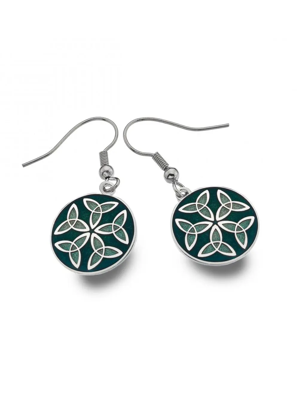 Trinity Knot Green Enamel Earrings