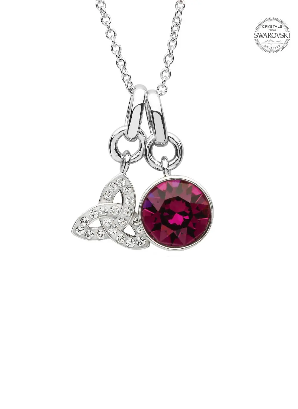 Trinity Knot Birthstone Charm Pendant Adorned With Swarovski Crystals