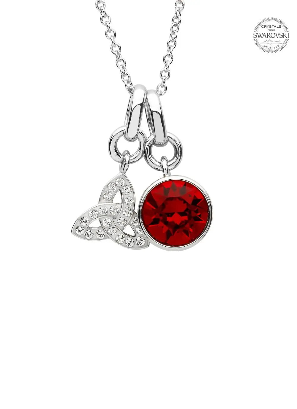 Trinity Knot Birthstone Charm Pendant Adorned With Swarovski Crystals