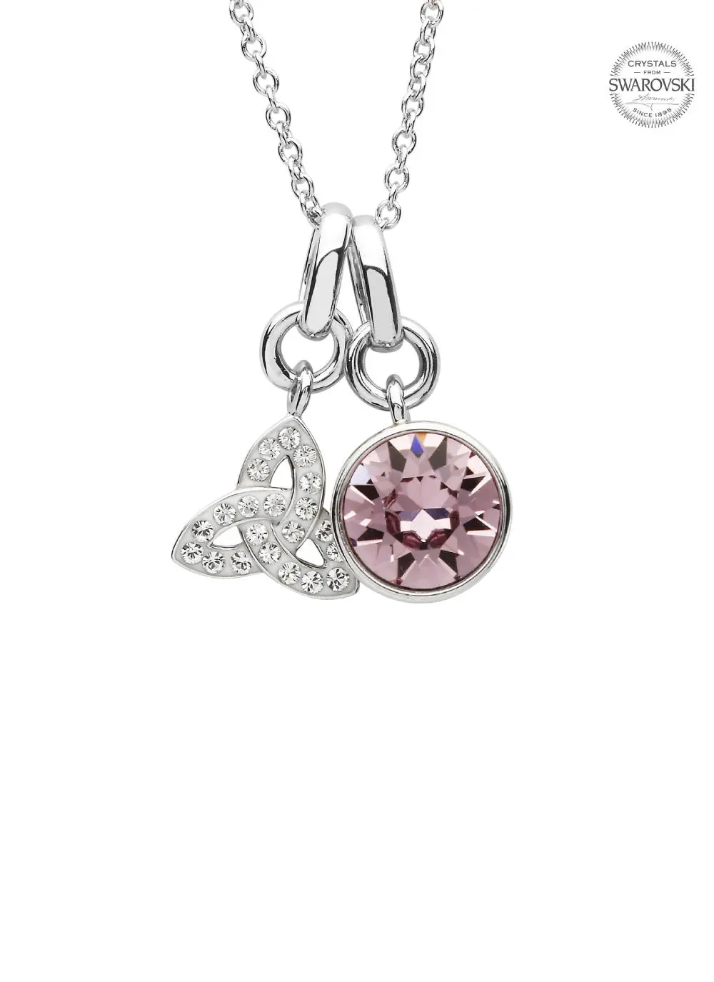Trinity Knot Birthstone Charm Pendant Adorned With Swarovski Crystals