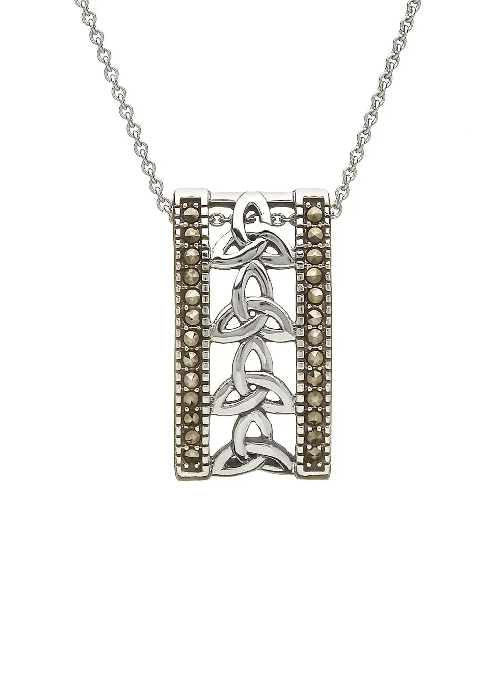 Trinity Knot Marcasite Drop Pendant