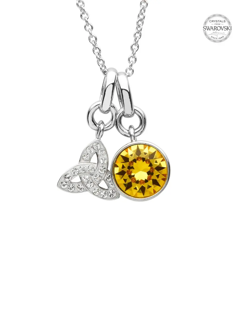 Trinity Knot Birthstone Charm Pendant Adorned With Swarovski Crystals
