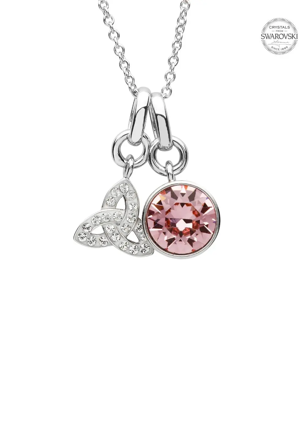 Trinity Knot Birthstone Charm Pendant Adorned With Swarovski Crystals