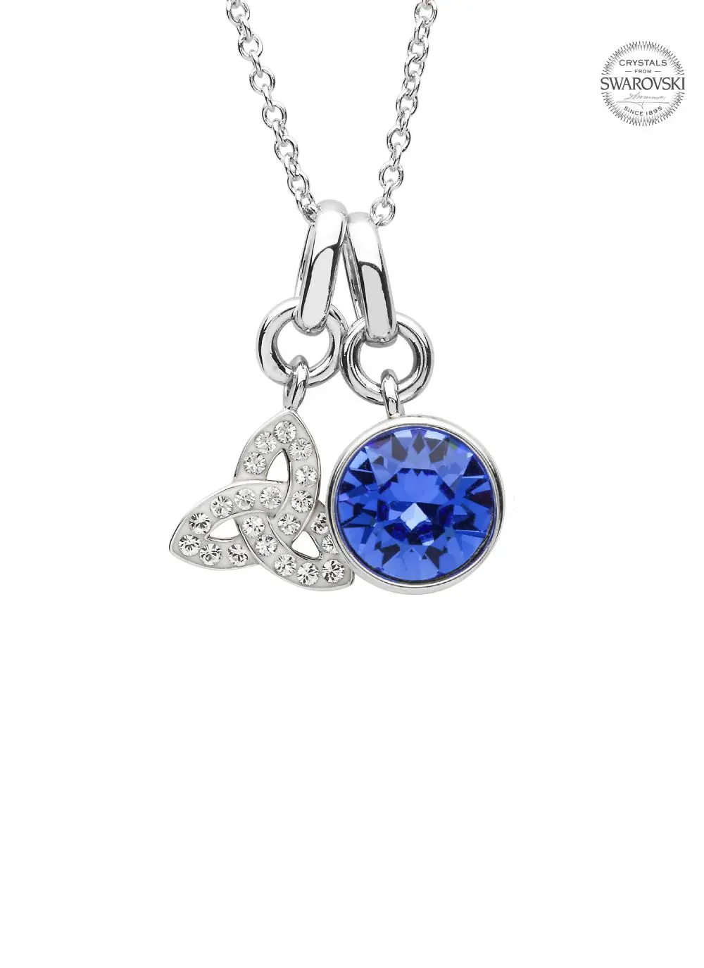 Trinity Knot Birthstone Charm Pendant Adorned With Swarovski Crystals