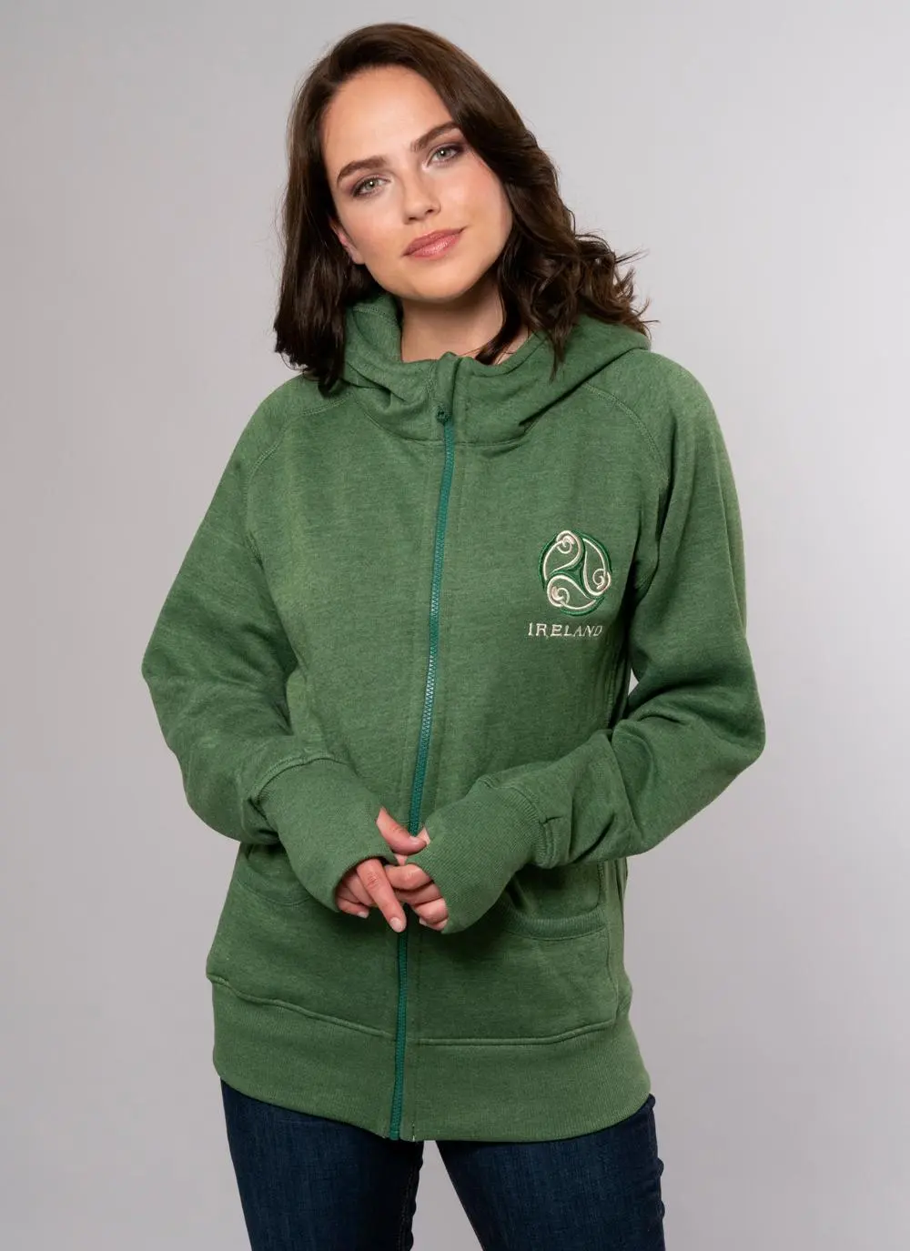 Ladies Irish Triskele Yarn Dyed Hoodie