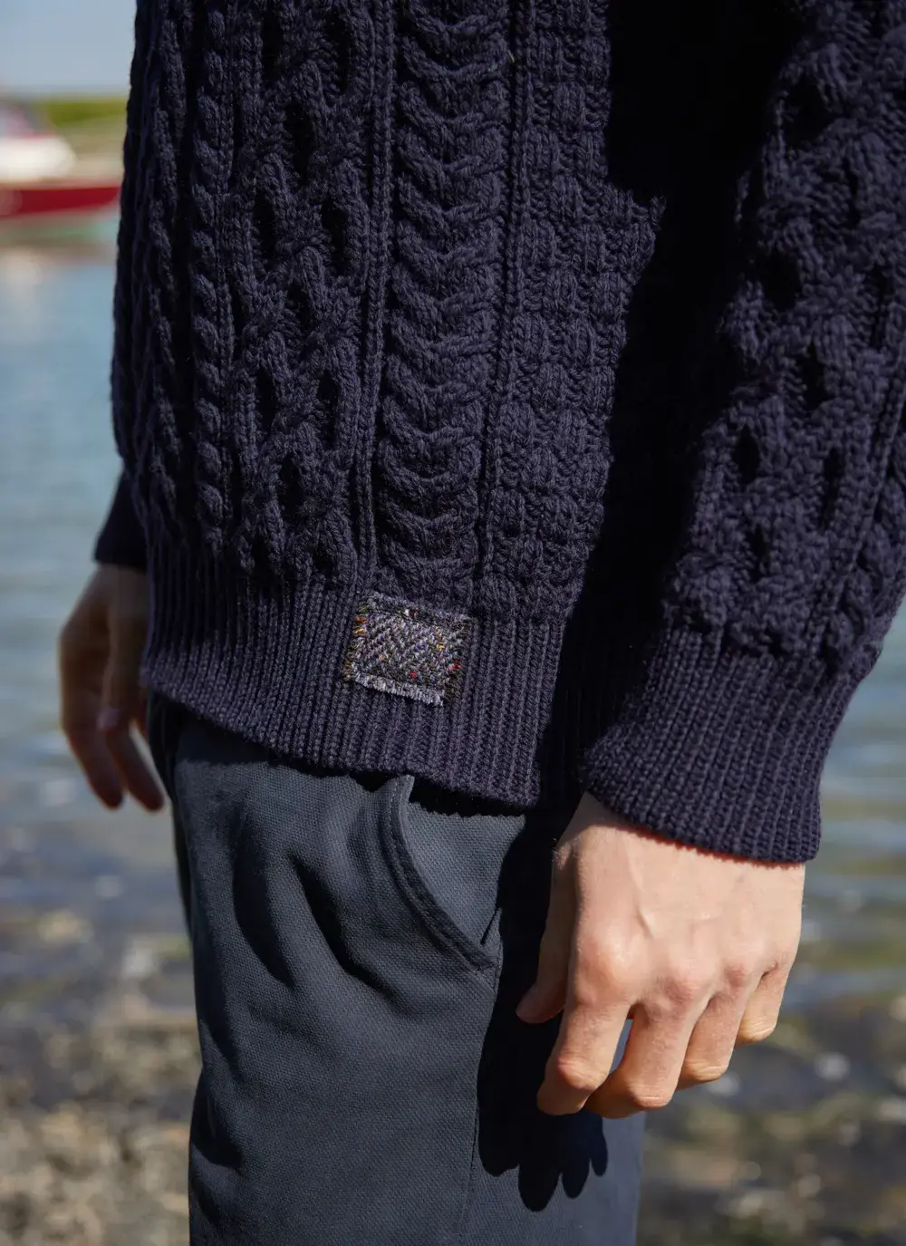 Tweed Patch Half Zip Sweater