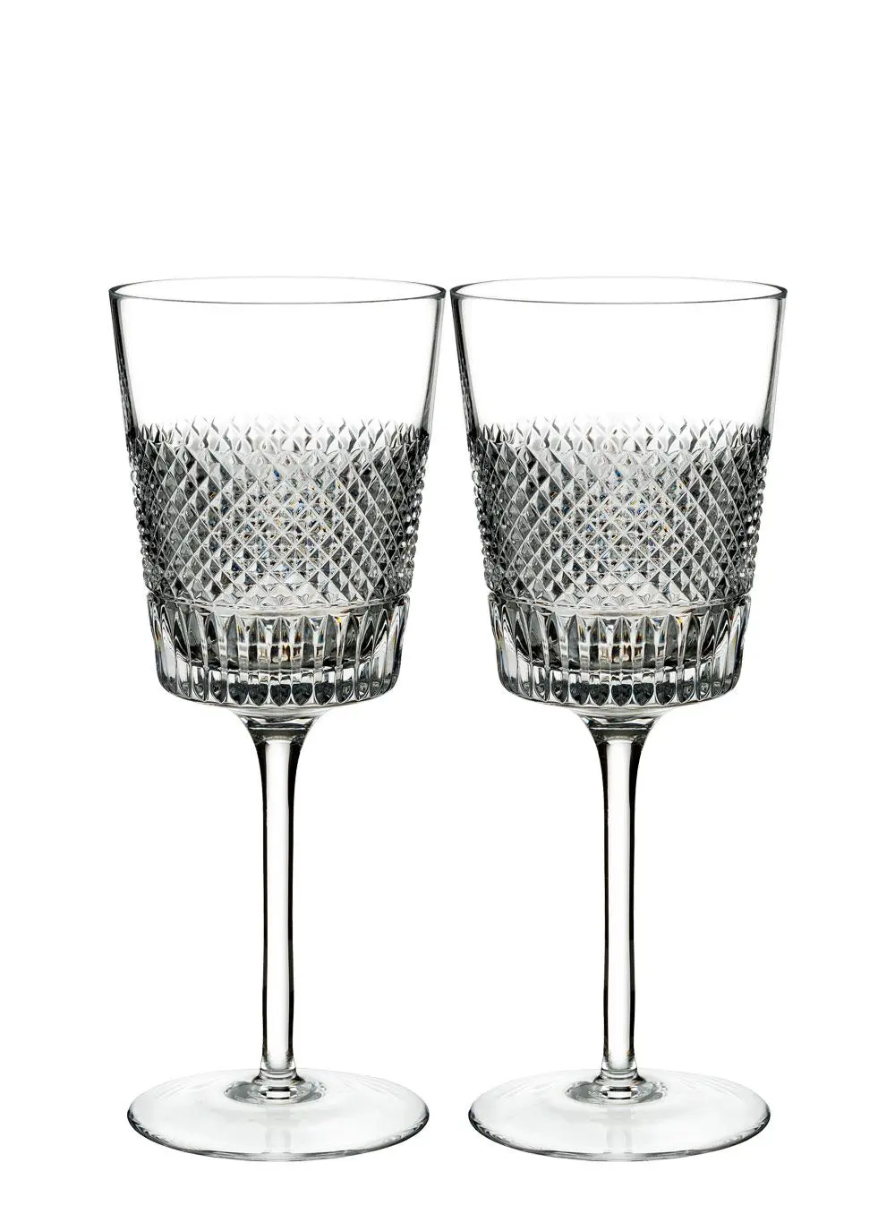 Waterford Crystal Diamond Line Wine Glass Pair