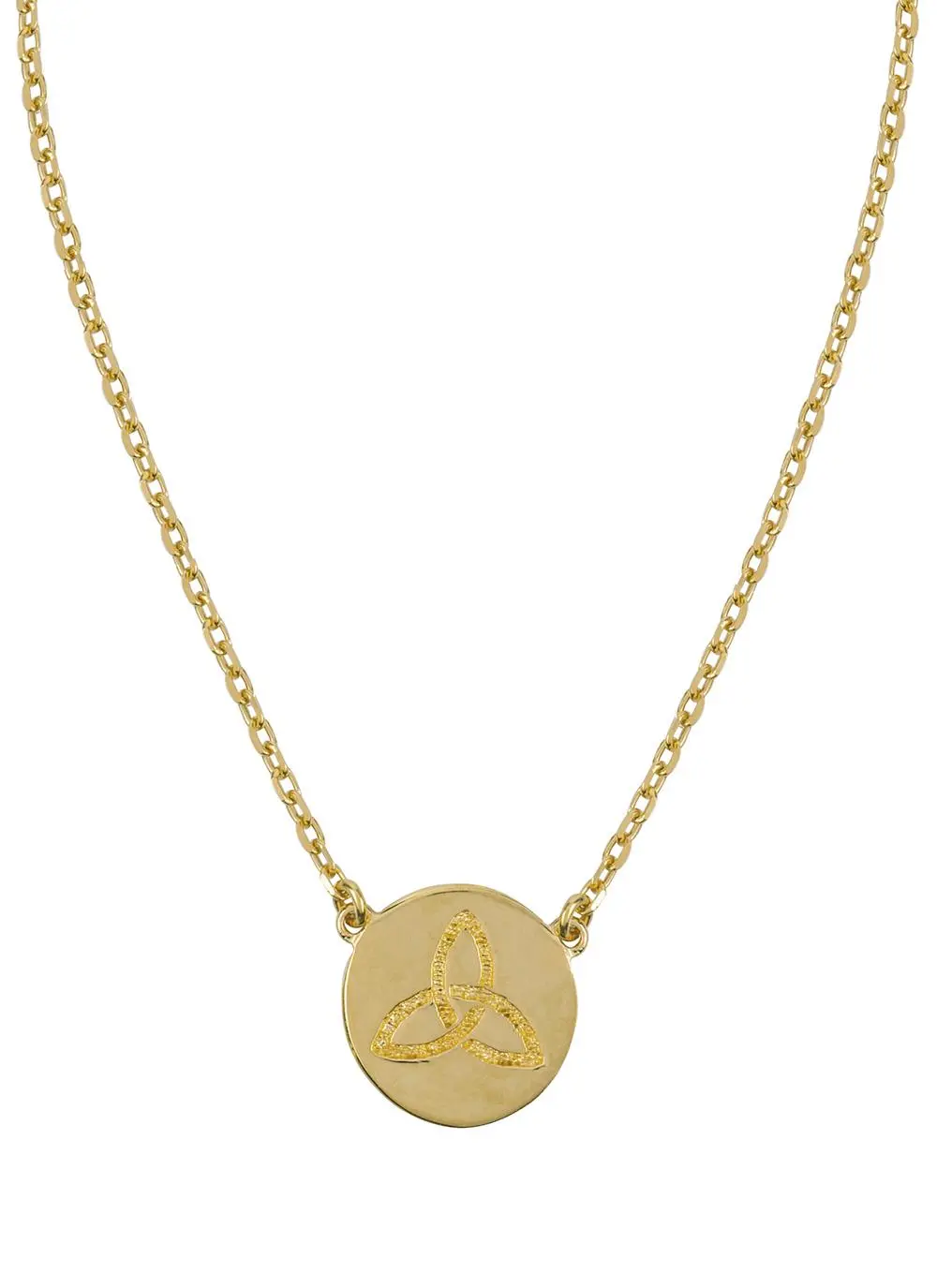 18K Gold Plated Trinity Knot Disc Pendant