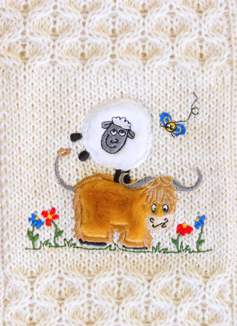 Kids Aran Embroidered Sheep Sweater
