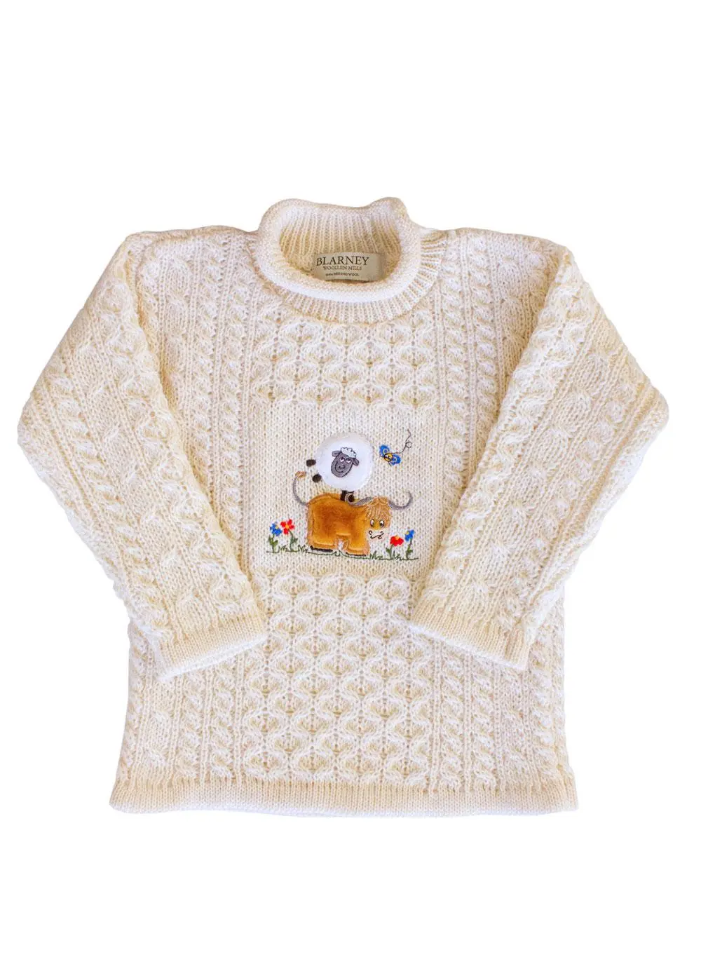 Kids Aran Embroidered Sheep Sweater