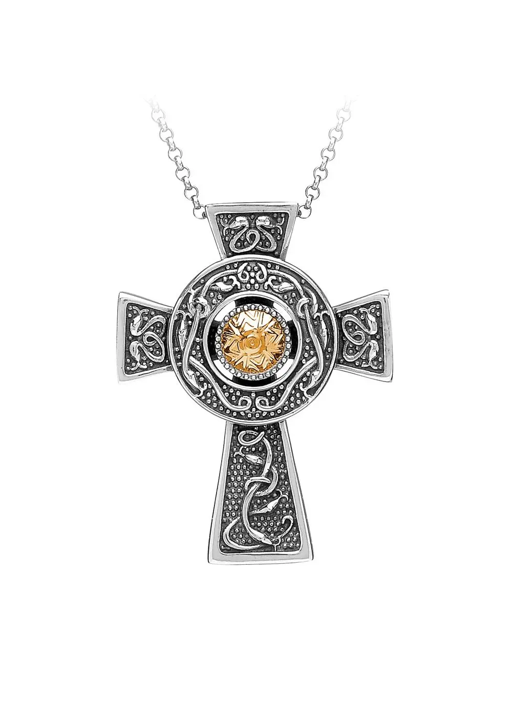 Wood Quay Small Cross with 18K Gold Bead