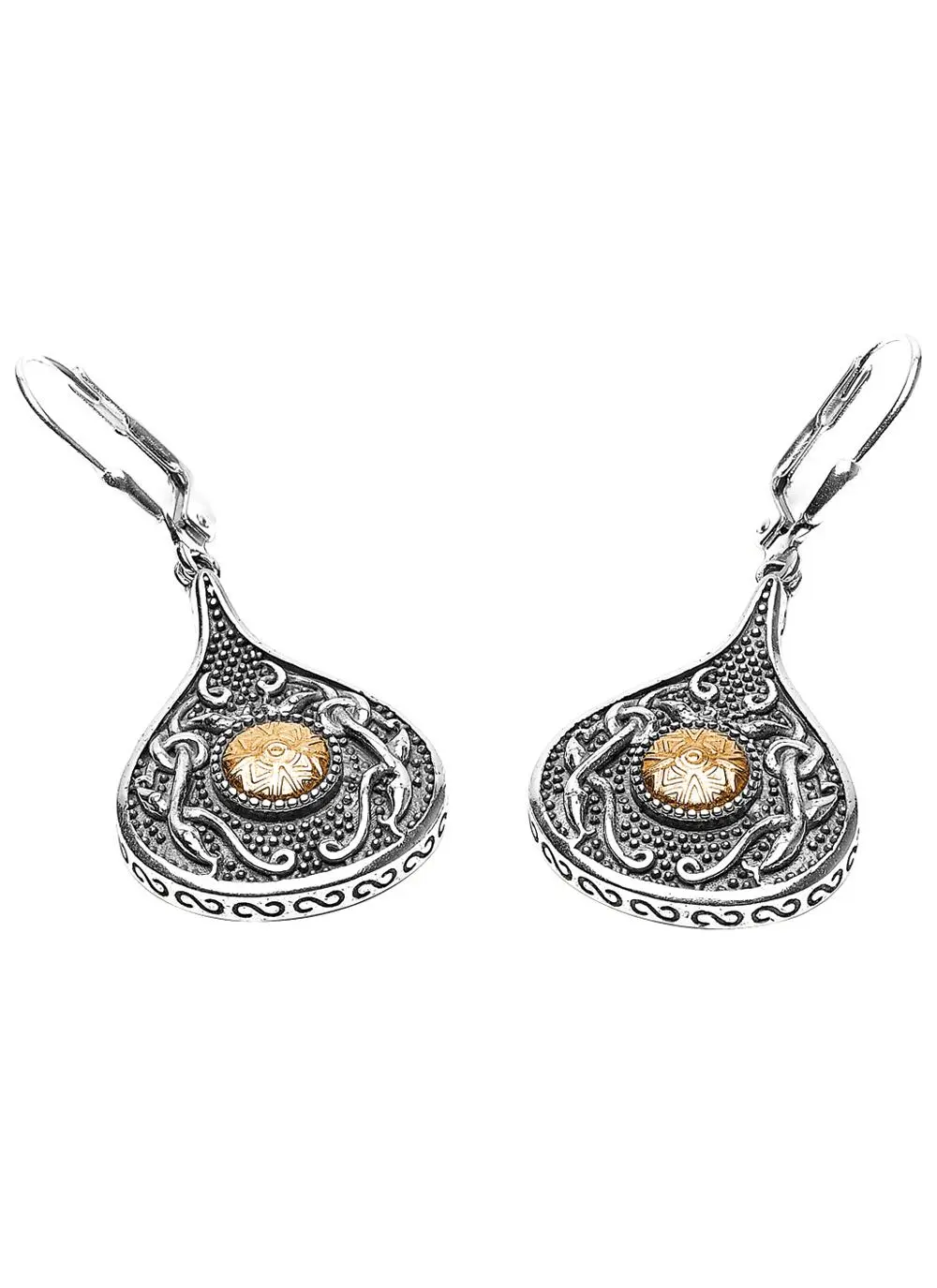 Wood Quay Teardrop Earrings with 18K Gold Bead