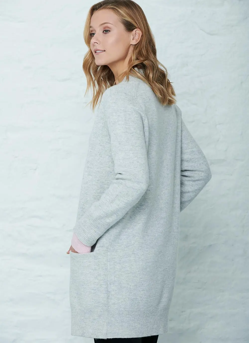 Wool Cashmere Contrast Cuff Cardigan