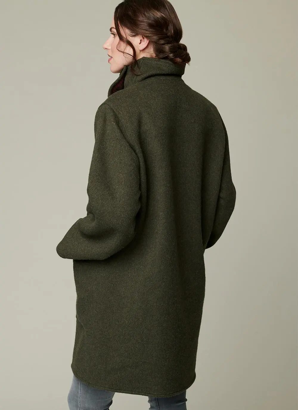 Pure New Wool Funnel Neck Coat