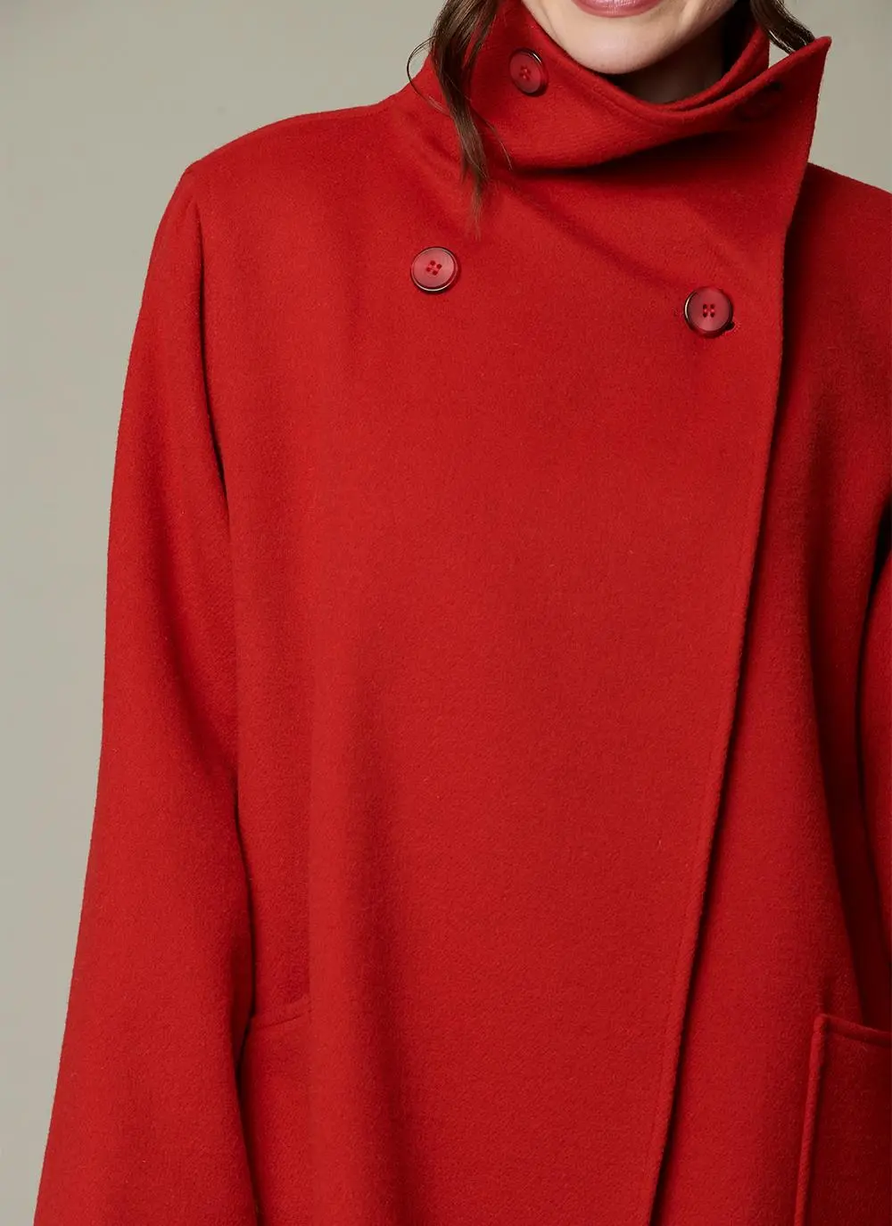 Pure New Wool Funnel Neck Coat