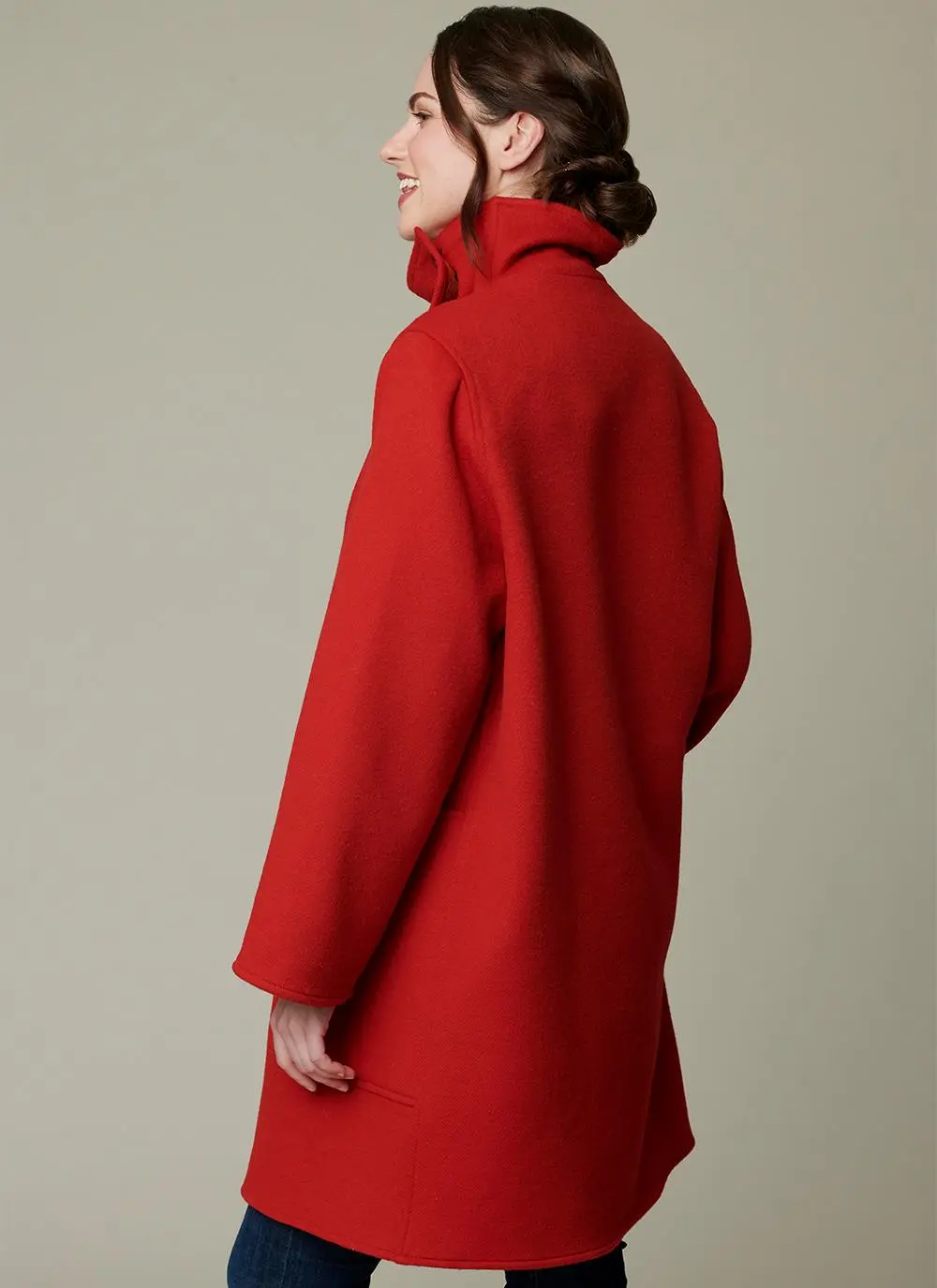 Pure New Wool Funnel Neck Coat
