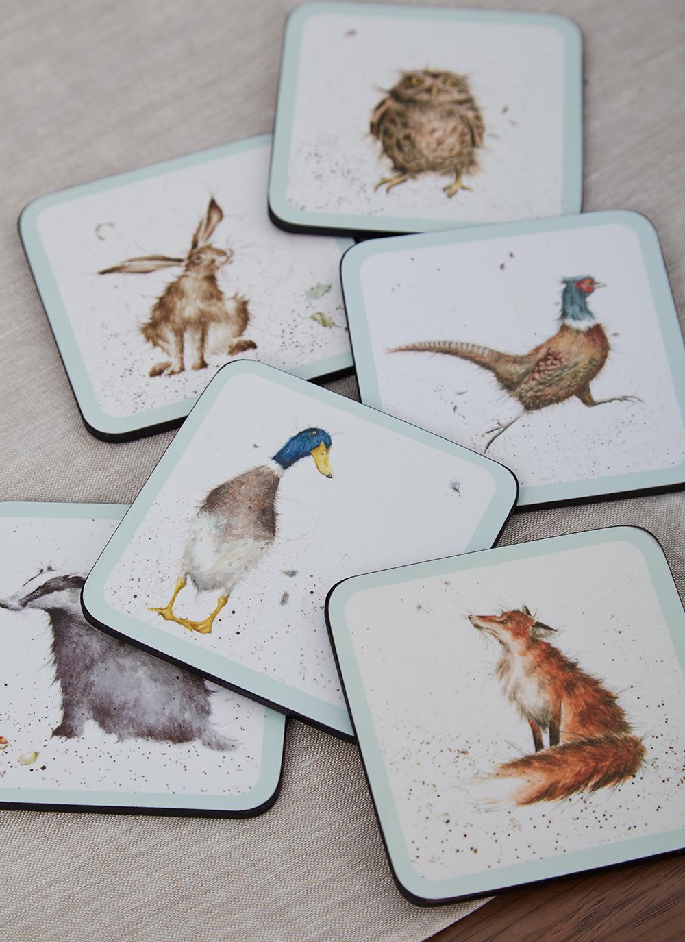 Wrendale Designs Coasters Bee Cork Backed Square Set of 6 Pimpernel 11 x 11cm 