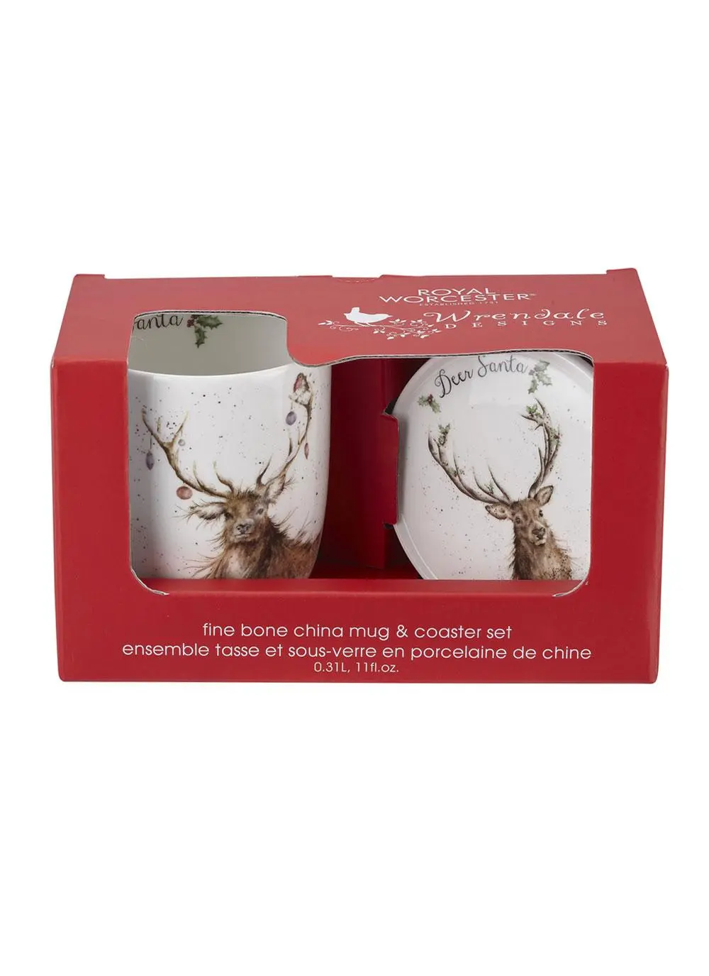 Wrendale Designs Deer Santa Mug & Coaster Set