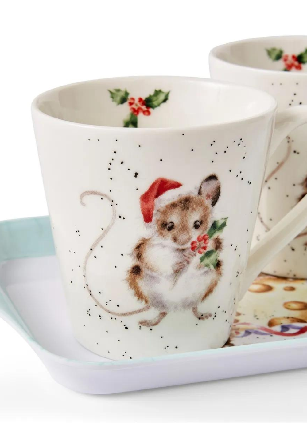 Wrendale Designs Holly Jolly Christmas Mugs & Tray Set | Blarney