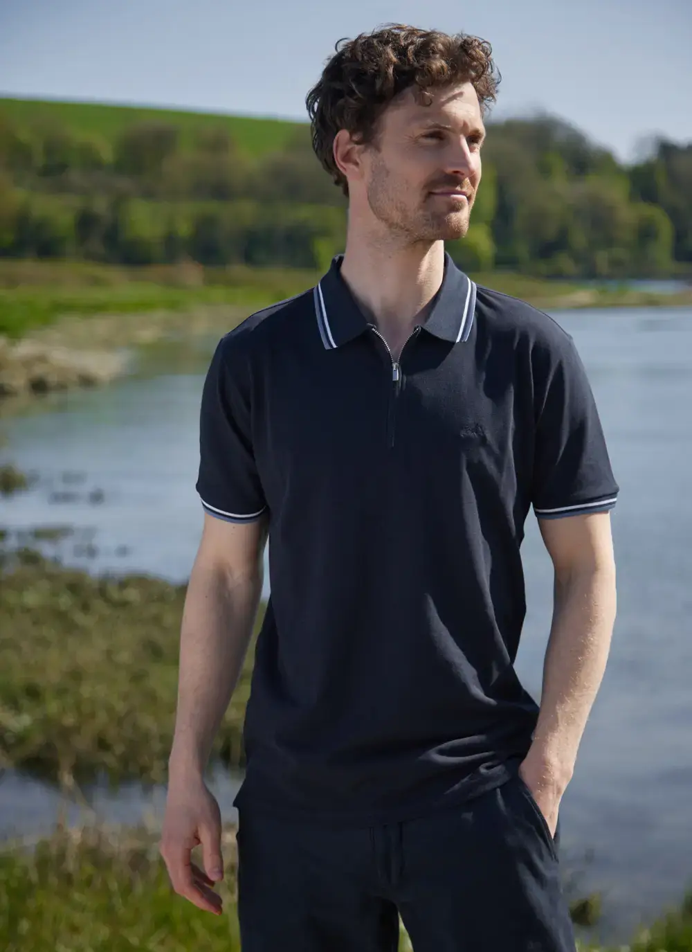 Zip Neck Polo Shirt