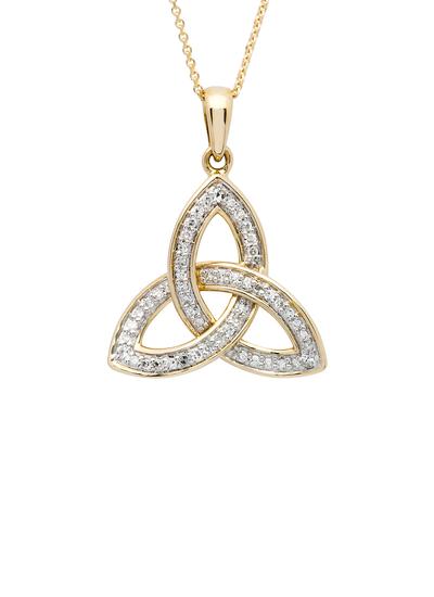 14K Gold Diamond Encrusted Trinity Knot 