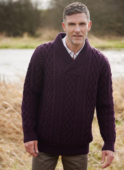 Men's Full Zip Aran Sweater in Natural | Blarney