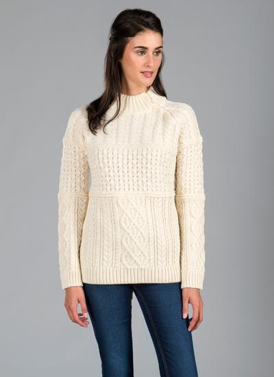 Bridget Side Button Aran Sweater | Blarney