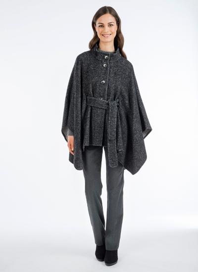 Maggi Wool Cape Grey Black | Blarney