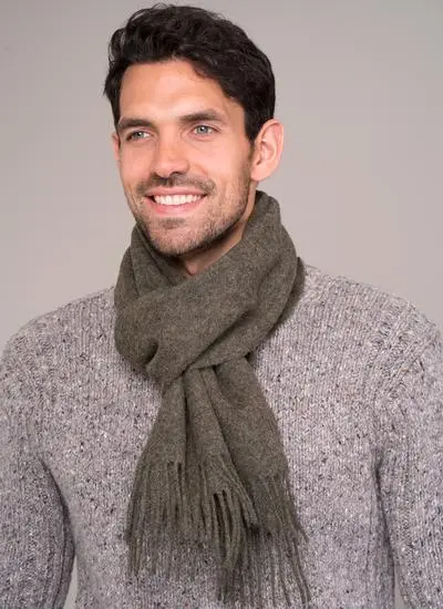 100% Lambswool Scarf Olive Green | Blarney