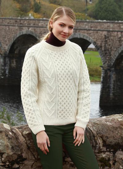 Traditional Hand Knit Aran Sweater in Natural | Blarney